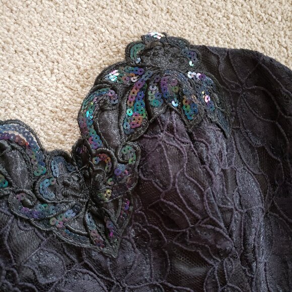 Vintage 90s black lace strapless mermaid high-low gown 6 - Picture 6 of 8